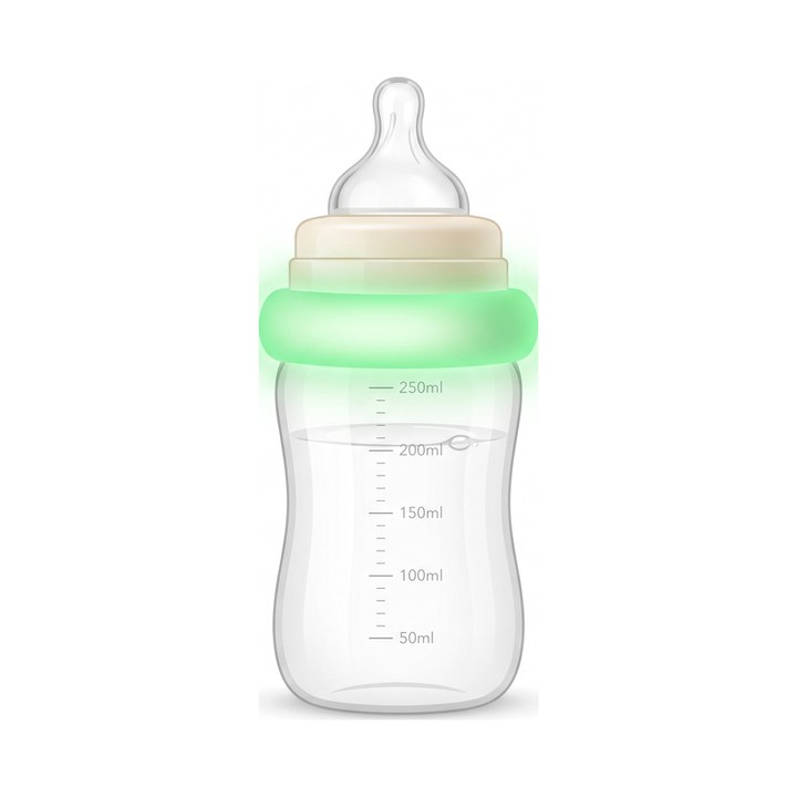 LeviLoop Leuchtring für Babyflasche – grün leuchtender Ring, illustriert